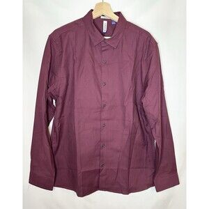 Artefact Cotton Blend Maroon‎ Button Up Long Sleeve Shirt Men's LARGE Slim NWOT